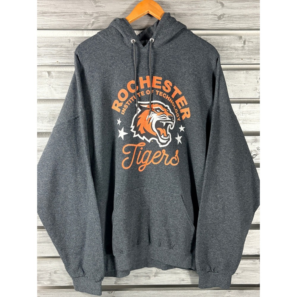 RIT Tigers Hoodie Mens 2XL Rochester Institute of Technology Sweatshirt gray